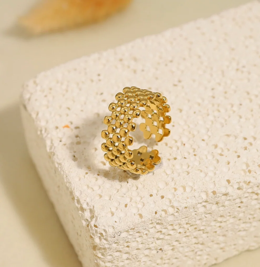 18- K Gold Plated Rowena Adjustable Ring