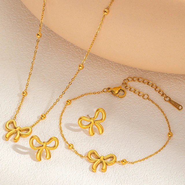 18-K Gold Plated Bow Set