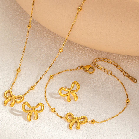 18-K Gold Plated Bow Set