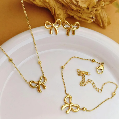18-K Gold Plated Bow Set