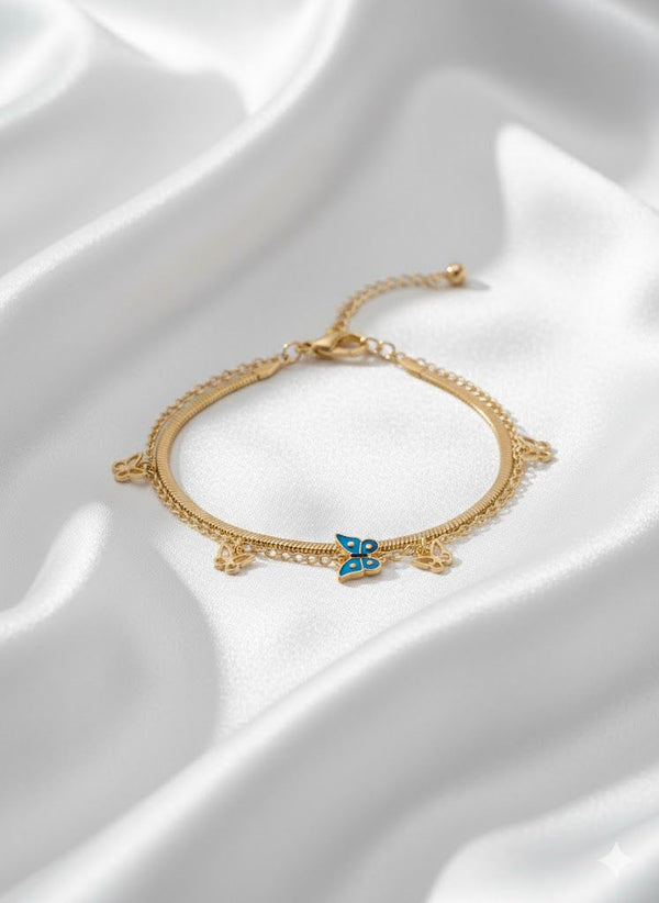 Butterfly double chain bracelet