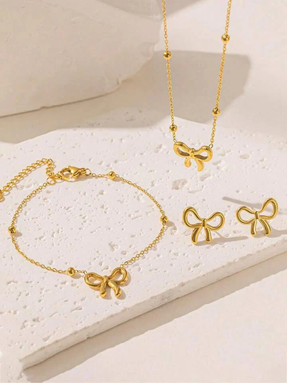 18-K Gold Plated Bow Set