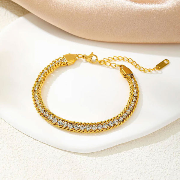 Woven Zircon Chain Bracelet