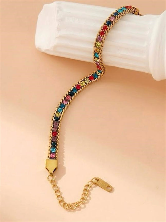 18K Gold Plated Multicolour Zircon Tennis Bracelet